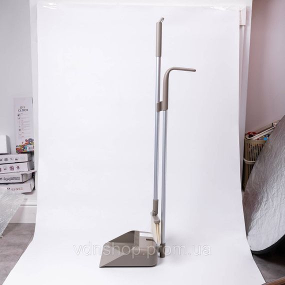 Набір віник і совок на довгій ручці для підлоги 25×24×100 см щітка віник для прибирання Сірий HP-45-15G | Зображення 1