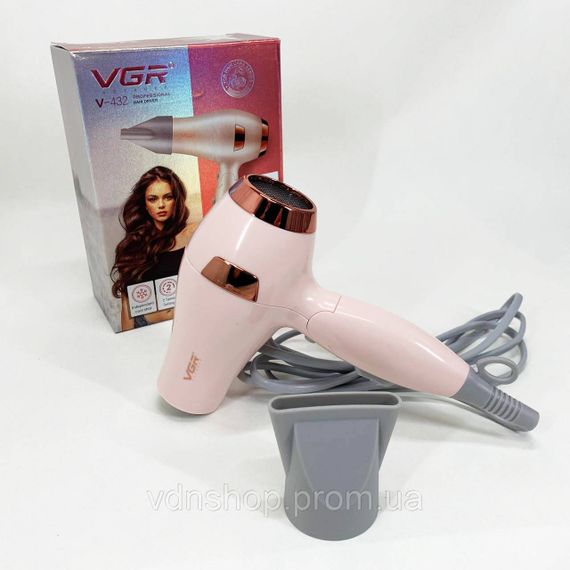 Мощный электрический фен для сушки волос VGR V-432, Фен для волос с насадками универсальный PY-98 | Зображення 8