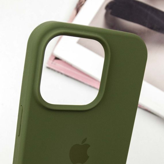 Чехол Silicone Case Full Protective (AA) для Apple iPhone 14 Pro (6.1") Зеленый / Dark Olive | Зображення 2
