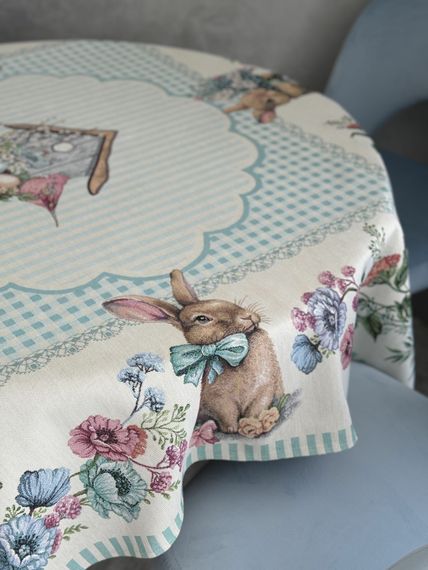Скатертина гобеленова BLUE BUNNIES Limaso, 137х137, Квадратна, Великодній, Без люрексу, 40% поліестер, 60% бавовна, Гобелен | Зображення 8