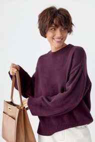 В'язана однотонна кофта вільного фасону - бордо цвет, L (є розміри)