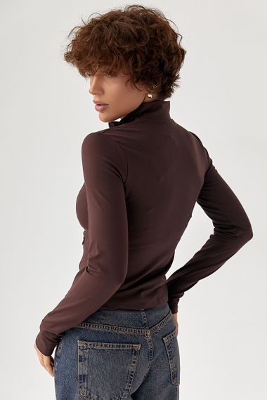 Спортивна еластична кофта на блискавці - коричневий цвет, M (є розміри) | Зображення 1