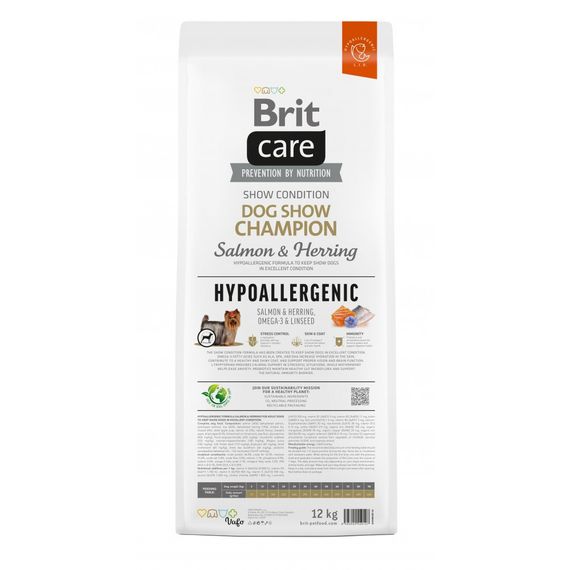 Корм сухий Brit Care Dog Hypoallergenic Dog Show Champion для виставкових собак з лососем і оселедцем 12 кг | Зображення 3