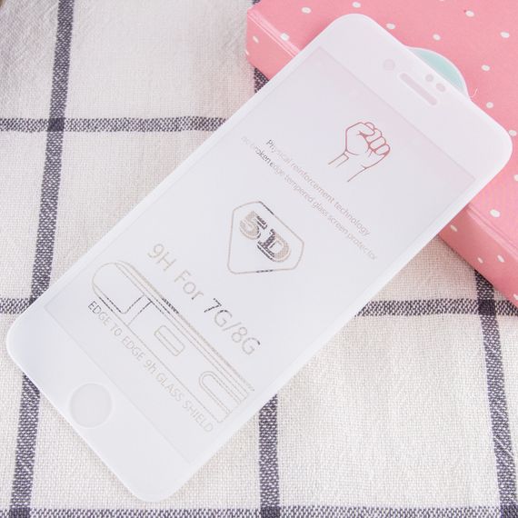 Защитное стекло 5D Hard (full glue) (тех.пак) для Apple iPhone 7 / 8 / SE (2020) (4.7") Белый | Зображення 1