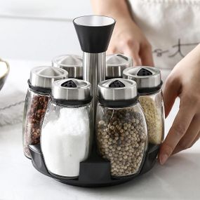 Набір баночок для спецій на підставці 6 шт, Spice carousel / Карусель для спецій / Органайзер для спецій, що обертається