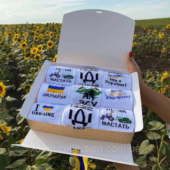 Бокс чоловічих патріотичних шкарпеток на 9 пар 40-45 р в подарунковій коробці весна-осінь-літо | Зображення 2