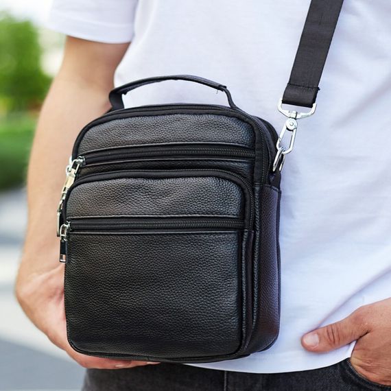 Чоловіча чорна шкіряна сумка-барсетка на кожен день Bexhill A25-228C