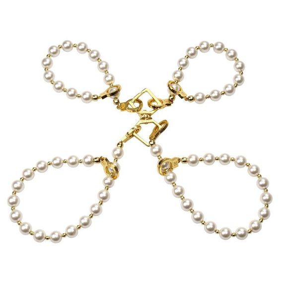 Жемчужный ошейник с поводком и наручниками LOCKINK Pearl Bondage & Restraint Set Sex Aura | Зображення 2