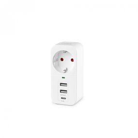 Мережевий адаптер VIDEX ONCORD з/з 1п 2.4A 2USB+USB-C White