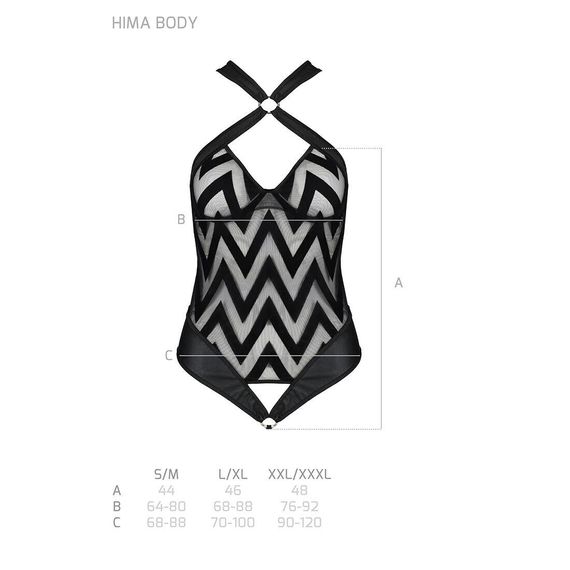 Сітчастий боді з халтером та ритмічним малюнком Hima Body black L/XL - Passion, L/XL | Зображення 4