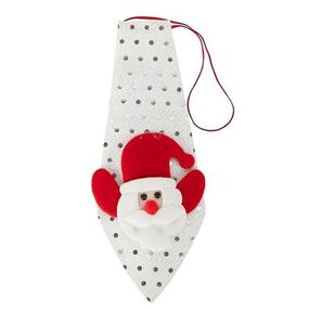 Новогодний галстук с фигуркой "Санта Клаус" HH-2(White) на резинке