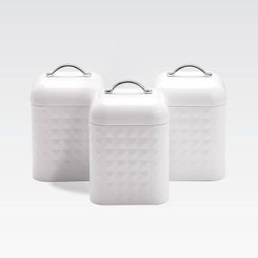 Набор металлических емкостей Maestro MR-1676-3S-WHITE для чая кофе сахара 3 шт