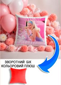 Подушка плюшева Мерч Крафт Дизайн з принтом Барбі 4 червоний плюш квадратна 33х33 см