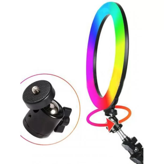 Кольцевая LED лампа для съемки с держателем телефона и штативом XPRO 3D-36RGB USB 36cm (40920-3D-36RGB) | Зображення 2