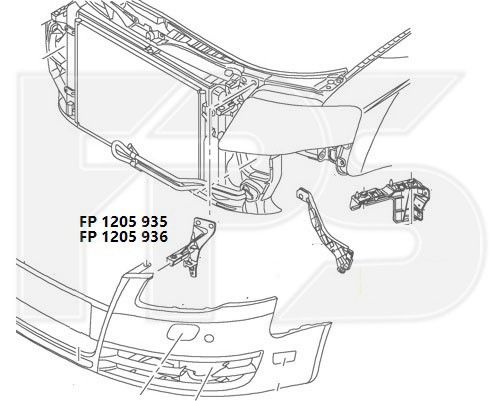 Крепеж переднего бампера правый Audi A4 B7 '05-08 (бампер-панель) (FPS) 8E0805364