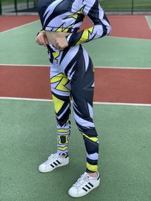 Спортивні легінси 4Profi з принтом "Геометрія" сірий/жовтий (дайвінг) розмір XS дайвінг