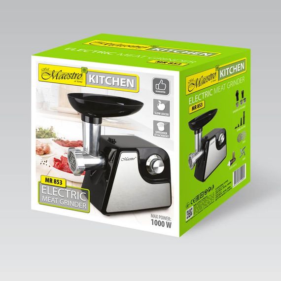 М'ясорубка електрична Maestro MR-853, 1000 Вт, з металевим шнеком і реверсом, для дому та кухні | Зображення 5