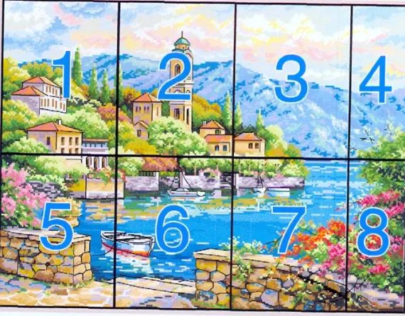 Набір для вишивання за нанесеною на канву схемою  "Seaside clock tower". AIDA 14CT printed, 54*43 см | Зображення 11