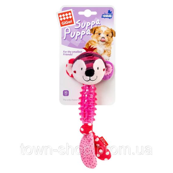 Игрушка для собак Обезьянка с пищалкой GiGwi Suppa Puppa, текстиль, резина, 20 см | Зображення 1