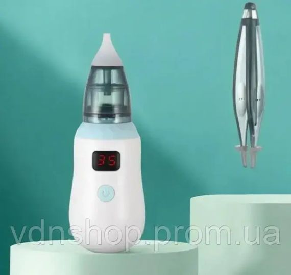 Аспиратор детский аккумуляторный 2-в-1 BABY NOSE с LED-дисплеем и регулятором мощности (WO-19)