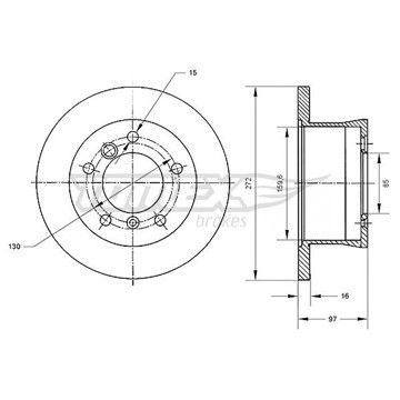 Диск гальмівний задній Mercedes Benz Sprinter W903 95-06/W909 13-/ W461/W463 96-12/ VW LT 96-06 (272x16), TX 70-35