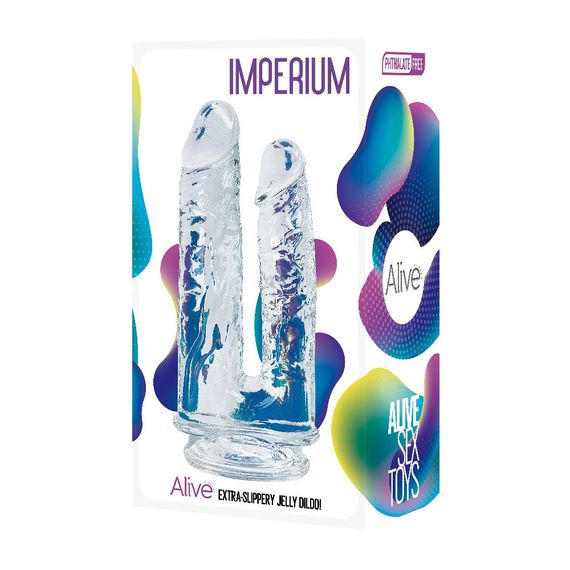 Прозорий фалоімітатор Alive Imperium Jelly Dildo для подвійного проникнення | Зображення 1