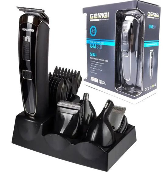 Універсальний акумуляторний тример Gemei GM-801 5в1 машинка для стрижки волосся
