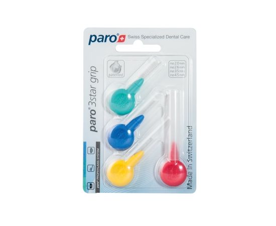 Міжзубні щітки paro® 3STAR-GRIP, набір зразків, 4 різних розміри, 1уп. х 4 шт.