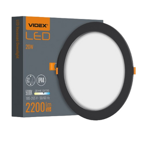 LED Світильник врізний круглий 20W 5000К чорний VL-DLBR-205B Videx