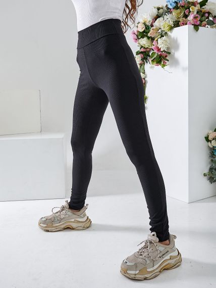 Женские лосины трикотажные в рубчик OB67/68 размер 44, цвет черный | Зображення 3