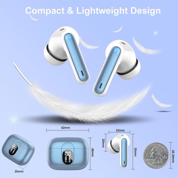 Навушники бездротові Csasan, Bluetooth 5.3 HiFi Stereo, 40H з мікрофоном, із шумозаглушенням ENC, IPX7 | Зображення 3