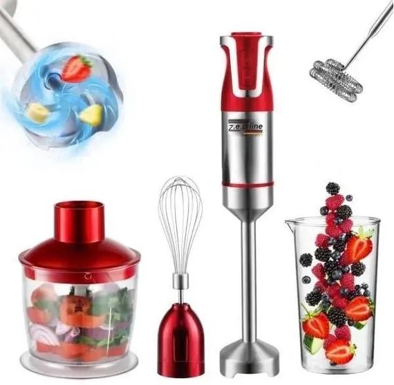 Занурювальний блендер 5 в 1 металева ніжка Zepline ZP-074 1500 Вт Червоний (47632-ZP-074_1036) | Зображення 3