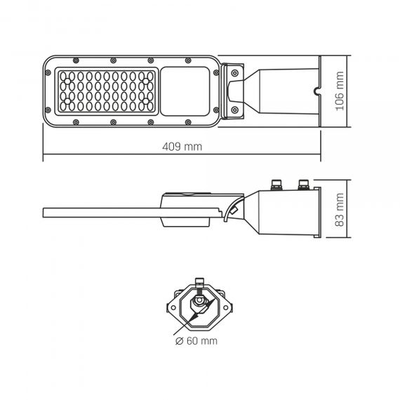 LED ліхтар вуличний VIDEX IP65 SLE17 30W 3300Lm 5000K 220V | Зображення 7