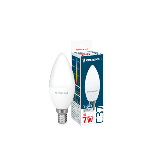 Лампа LED C37 7W E14 4100К 175-275V Enerlight