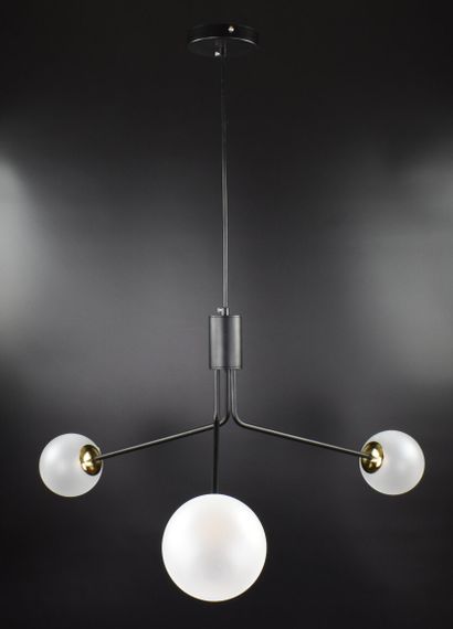 Люстра підвісна на 3 лампочки 26684 Чорний 45-120х80х80 см.