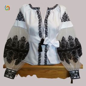 Рубашка Украинская вышиванка 254103 цвет белый размер S/M