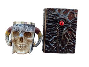 Подарунковий набір Кухоль 3D Рогатий Череп і Блокнот 3D «Книга, що дивиться у відповідь»