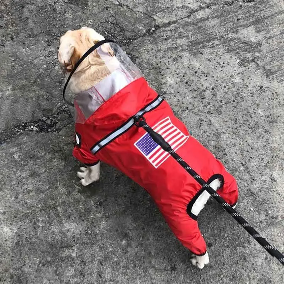 Дощовик для собак з капюшоном dog face червоний S розмір