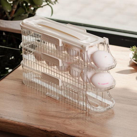 Лоток для яєць у холодильник на 3 яруси 32х10х18.5 см Бежевий HP-27-15 | Зображення 2