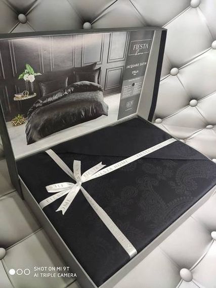 Постільна білизна Fiesta Stella siyah Жаккард Бавовна Євро розмір (4 наволочки)