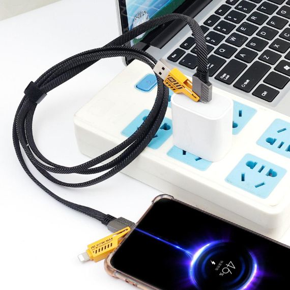 Кабель WUW-X207 USB 3 in 1 65W black | Зображення 4