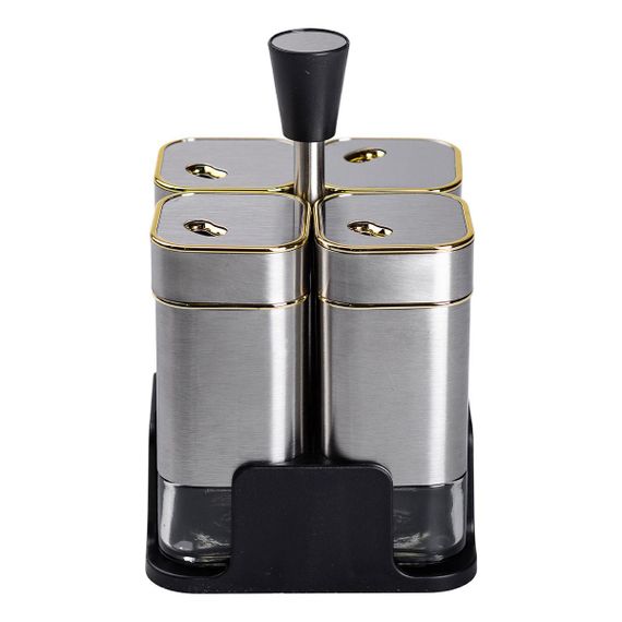 Набор емкостей для специй 4 шт на подставке 120 мл Хром HP-1318 | Зображення 1