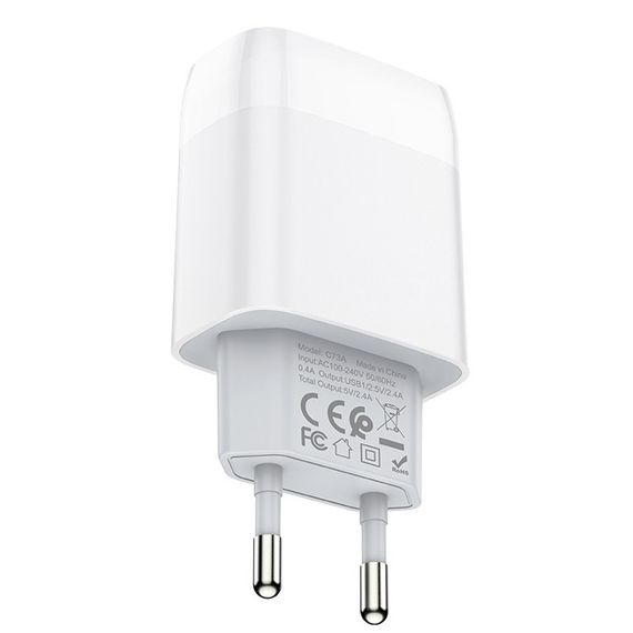 СЗУ Hoco C73A Glorious 2.4A (2USB-A) Белый | Зображення 2