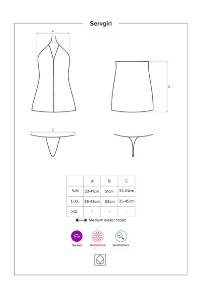 Еротичний костюм покоївки Obsessive Servgirl costume S/M, халат, стрінги, фартух, обруч sexstyle | Зображення 4