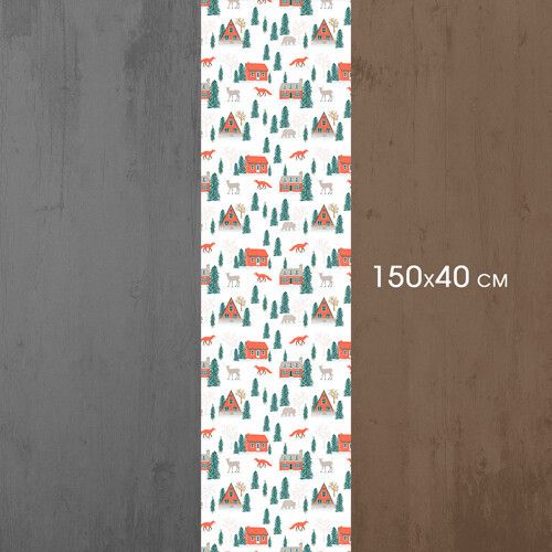 Дорожка на стол Домик в лесу 150x40 см (DR__23NG017) | Зображення 1
