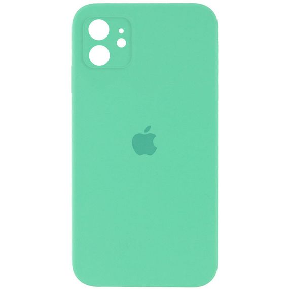 Чехол Silicone Case Square Full Camera Protective (AA) для Apple iPhone 11 (6.1") Зелений/Spearmint