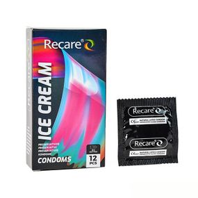 Презервативы Holographic Recare Ice Cream Big Dotted Condoms 12 шт, с пузырьками, аромат: мороженое