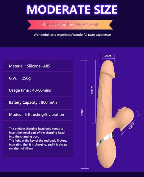 Вібратор Basia Thtusting Vibrator 2 in 1 Tongue Vibrators USB Sex Aura | Зображення 7