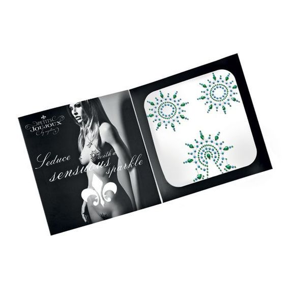 Пестіс з кристалів Petits Joujoux Gloria set of 3 - Green/Blue, прикраса на груди та вульву | Зображення 2
