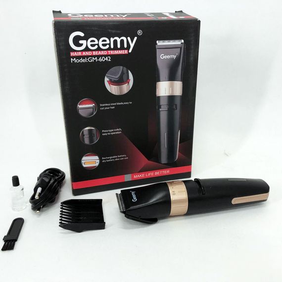 Перукарська машинка для бороди бездротова Gemei GM-6042 черный, Машинка для PK-543 стрижки голови | Зображення 9